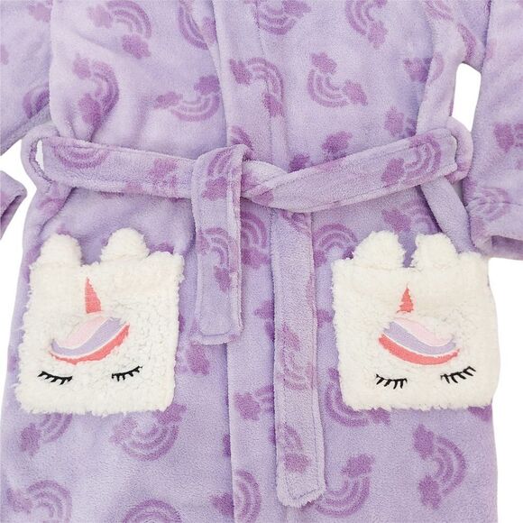 Pekkle Girls Robe 10-12 Purple Hooded Fleece Soft Fabric Comfy Cozy Warm - Picture 4 of 8
